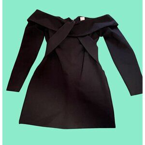 Ale By Alessandra Black Off-The-Shoulder Long Sleeve Mini Dress S